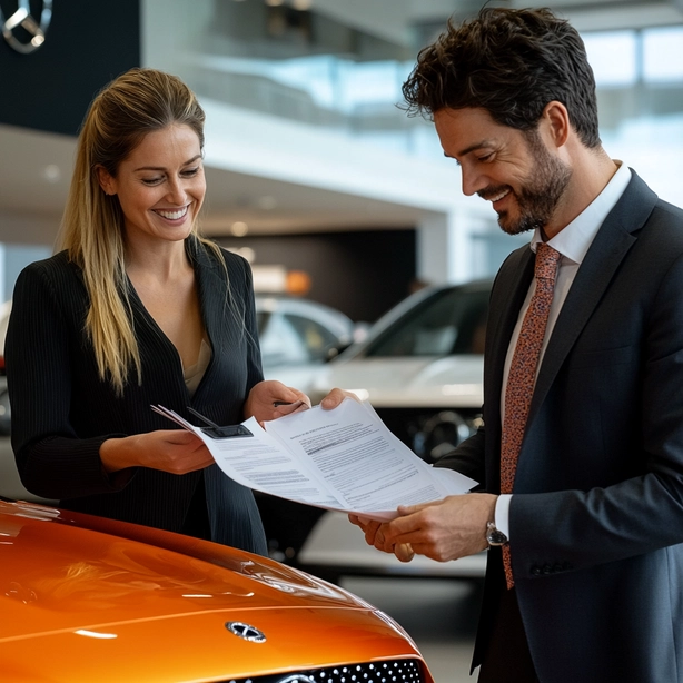 un-vendeur-automobile-conseille-une-cliente-achat-voiture